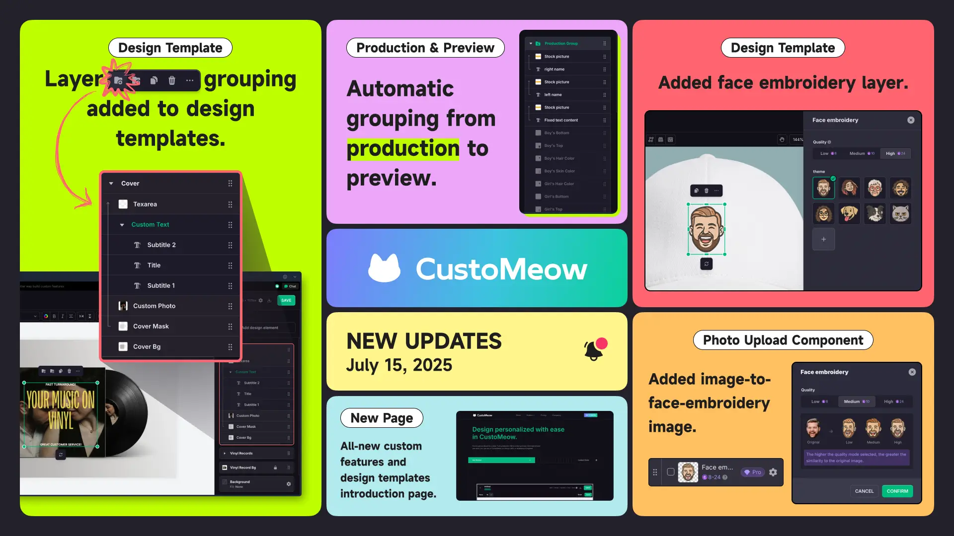 Layer grouping added to design templates.