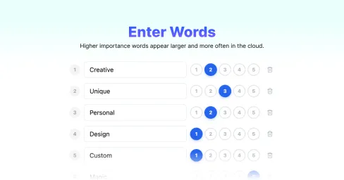 Allow shoppers to adjust the weight of each word in the final wo