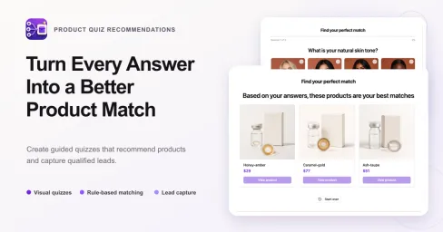 Visual product quiz with shopper choices and three matched produ