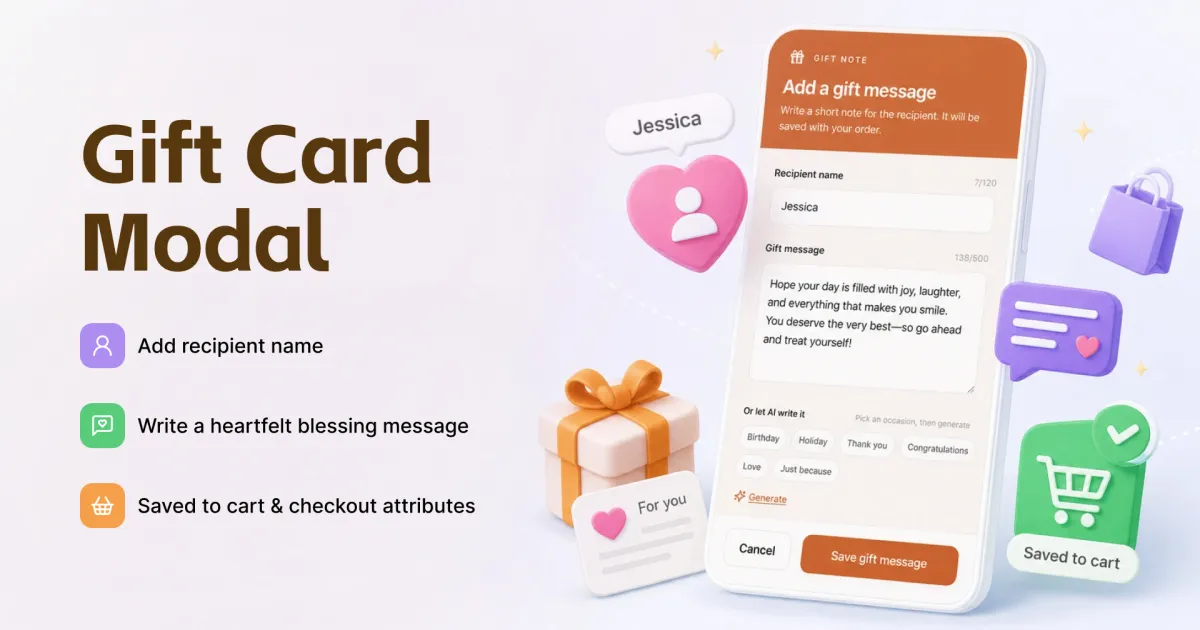 Collect gift note details and pass them into checkout.