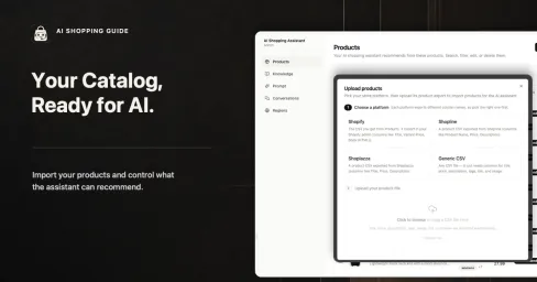 Merchant imports a product catalog for AI recommendations.