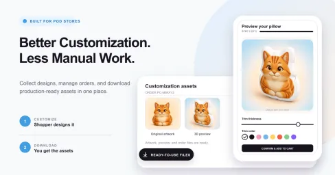 Storefront customizer and merchant dashboard for managing pillow