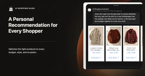 AI guide presents personalized product recommendations.