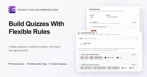 Quiz builder with visual answer options and multi-question produ
